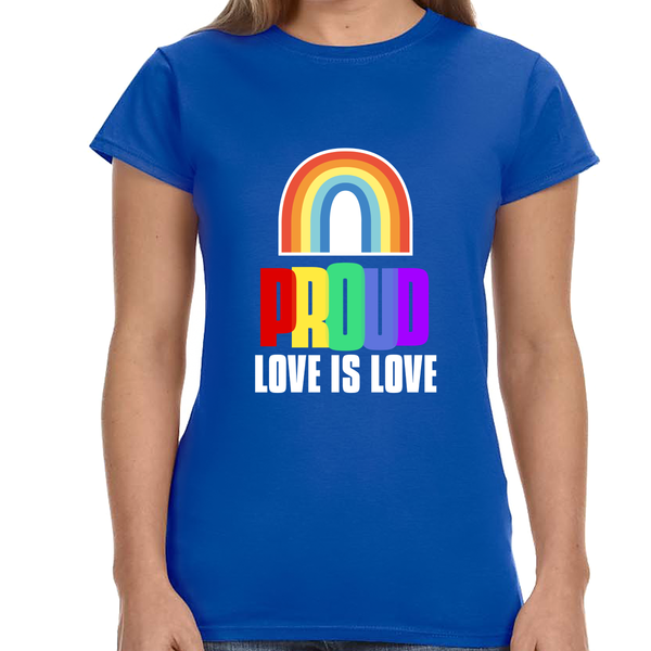 Proud LGBT Shirt Love is Love Shirt LGBT Pride Rainbow Flag Womens T Shirts