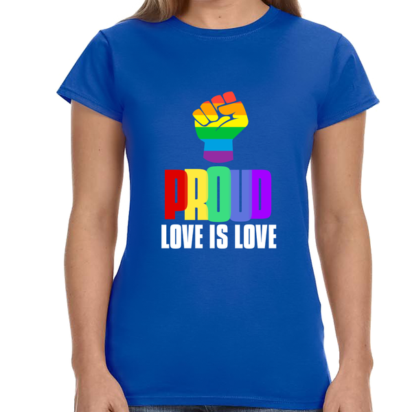 Proud LGBT Love is Love Lesbian Gay Bisexual Queer Gay Pride Womens T Shirts