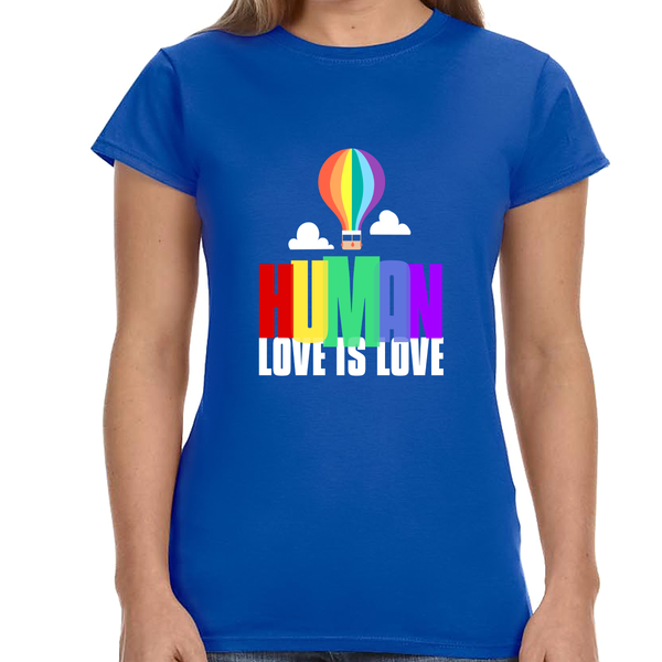 HUMAN LGBT Flag Gay Pride Month Transgender Rainbow Lesbian Shirts for Women