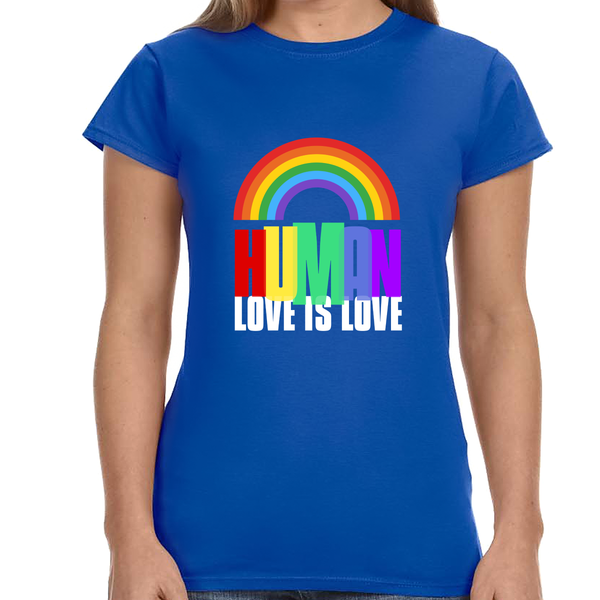 HUMAN LGBTQ Flag Gay Pride Month Transgender Rainbow Lesbian Shirts for Women