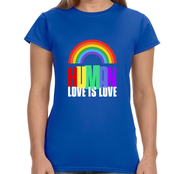 Pride Shirt HUMAN LGBT Flag Lesbian Pride Month Rainbow Gay Shirts for Women