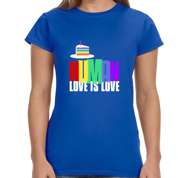 Pride Shirt HUMAN LGBTQ Flag Lesbian Pride Month Rainbow Gay Womens T Shirts