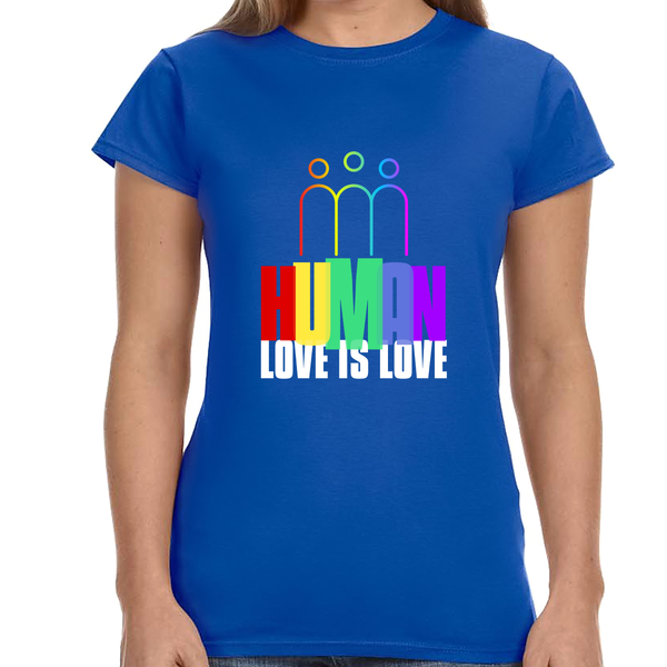 Human Shirt LGBT Pride Rainbow Flag Lesbian Gay Pride Ally Womens Shirts