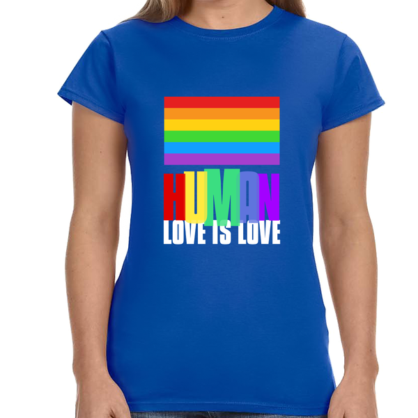 Human LGBT Rainbow Flag Lesbian Gay Pride Ally Shirts for Women