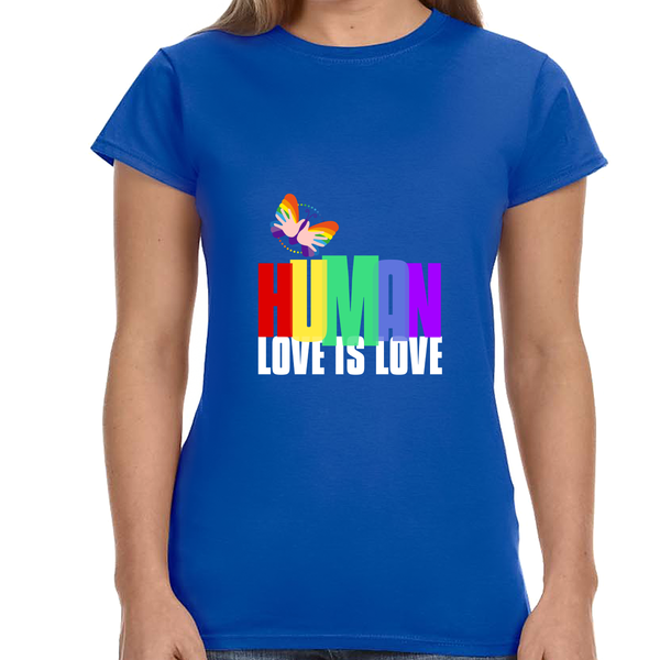 Human Shirt LGBTQ Pride Rainbow Flag Lesbian Gay Pride Ally Womens Shirts