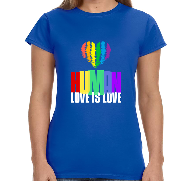 Human LGBTQ Pride Rainbow Flag Gay Lesbian Pride Ally Shirts for Women