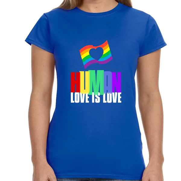 Human LGBTQ+ Pride Rainbow Flag Lesbian Gay Pride Ally Shirts for Women