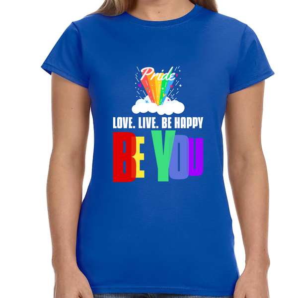 Be You LGBT Flag Lesbian Gay Pride Month Rainbow Transgender Womens Shirts