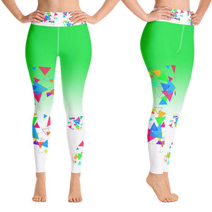White & Green Yoga Pants for Women Yoga Leggings for Women Butt Lift Tummy Control Green Workout Leggings - Fire Fit Designs