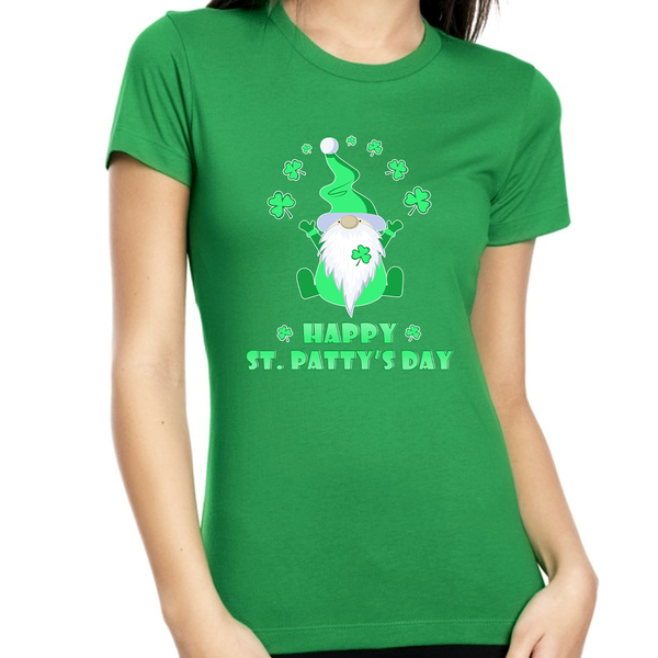 Womens St Patricks Day Shirt Cute Irish Gnome Shamrock Funny St Patricks Day Shirt Women Irish Shirt