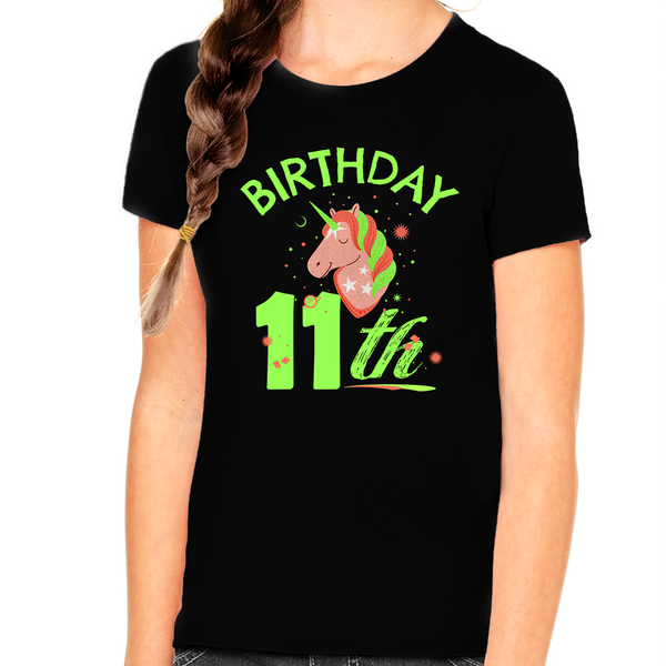 11th Birthday Girl 11 Year Old Girl 11th Birthday Unicorn Shirts for Girls Cute Birthday Girl Shirt