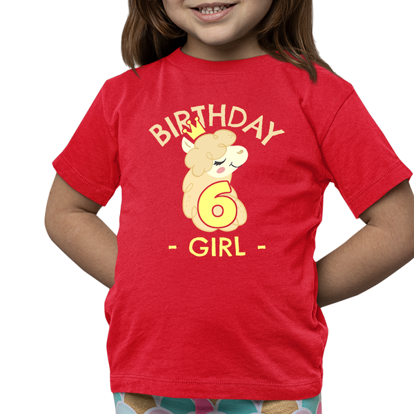 6th Birthday Shirt Girls Birthday Shirt Llama 6th Birthday Shirts for Girls Cute Birthday Girl Shirt