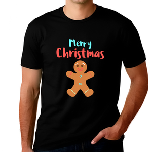 Gingerbread Man Funny Christmas Pajamas for Men Plus Size Christmas PJs for Men Plus Size Christmas Tee