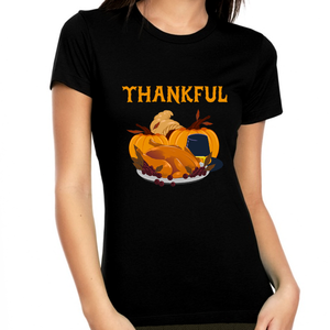 Thanksgiving Dinner Shirt Turkey Shirt Thankful Shirts for Women Womens Fall Tops Fall Clothes for Women