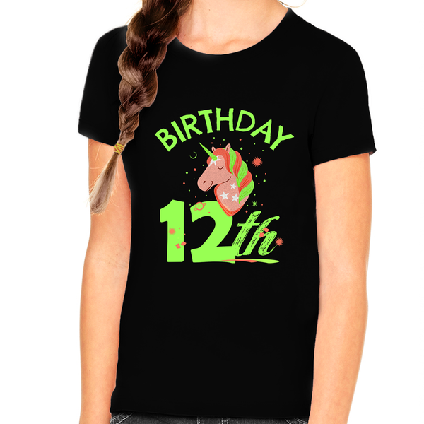 12th Birthday Girl 12 Year Old Girl 12th Birthday Unicorn Shirts for Girls Cute Birthday Girl Shirt