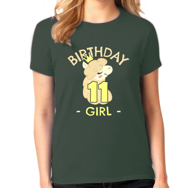 11th Birthday Shirt Girls Birthday Shirt Llama 11th Birthday Shirts for Girls Cute Birthday Girl Shirt
