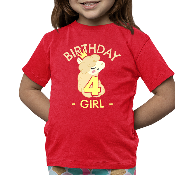 4th Birthday Shirt Girls Birthday Shirt Llama 4th Birthday Shirts for Girls Cute Birthday Girl Shirt