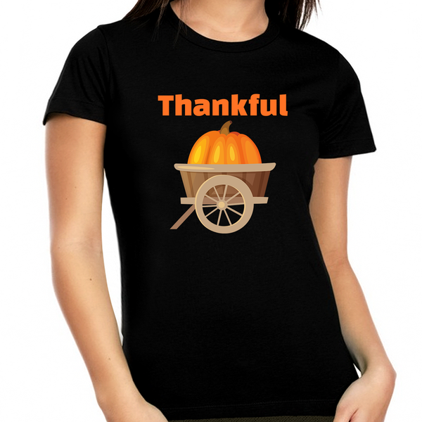 Womens Thanksgiving Shirt Pumpkin Shirt Fall Shirts Women Plus Size Thankful Shirts for Women 1X 2X 3X 4X 5X