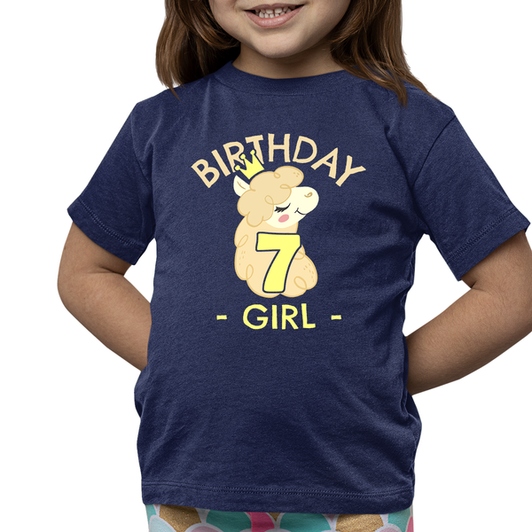 7th Birthday Shirt Girls Birthday Shirt Llama 7th Birthday Shirts for Girls Cute Birthday Girl Shirt