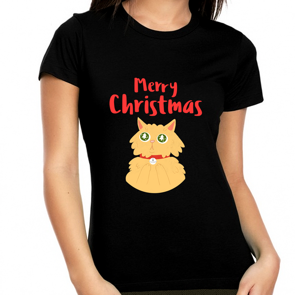 Cute Cat Funny Christmas Shirts for Women Christmas T Shirts for Women Christmas Shirt Christmas Gift