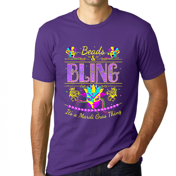 Funny Mask Mens Mardi Gras Shirt Beads and Bling It's a Mardi Gras Shirt NOLA Shirt Mardi Gras Outfit for Men