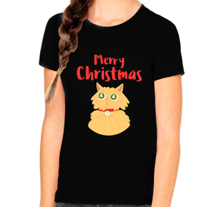 Cute Cat Funny Christmas Shirts for Girls Christmas T Shirts for Girls Christmas Shirt Girls Christmas Gift