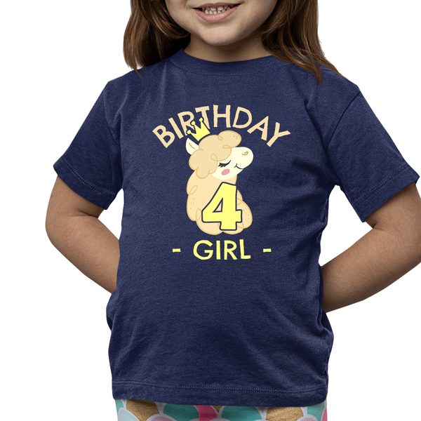 4th Birthday Shirt Girls Birthday Shirt Llama 4th Birthday Shirts for Girls Cute Birthday Girl Shirt