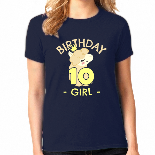 10th Birthday Shirt Girls Birthday Shirt Llama 10th Birthday Shirts for Girls Cute Birthday Girl Shirt