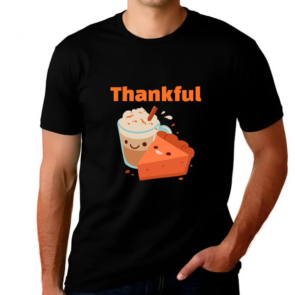 Mens Thanksgiving Shirt Plus Size Coffee Shirt Fall Shirt Funny Big and Tall Thanksgiving Shirts for Men