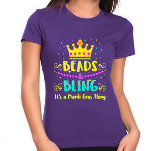 Mardi Gras Shirts for Women Beads and Bling It's Mardi Gras Shirt New Orleans Mardi Gras Outfit for Women