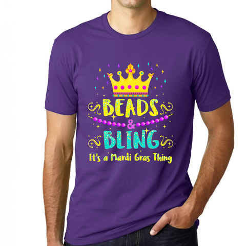 Mardi Gras Shirt for Men Beads and Bling It's Mardi Gras Shirt New Orleans Mardi Gras Outfit for Men