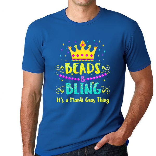 Funny Big and Tall Mardi Gras Shirt for Men Beads and Bling It's Mardi Gras Shirt Mardi Gras Outfit for Men