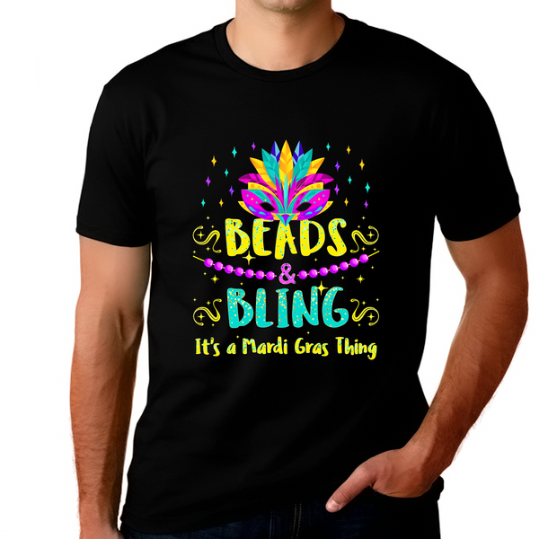 Plus Size Mardi Gras Shirt Beads and Bling It's a Mardi Gras Thing Cool Mardi Gras Outfit for Men Plus Size