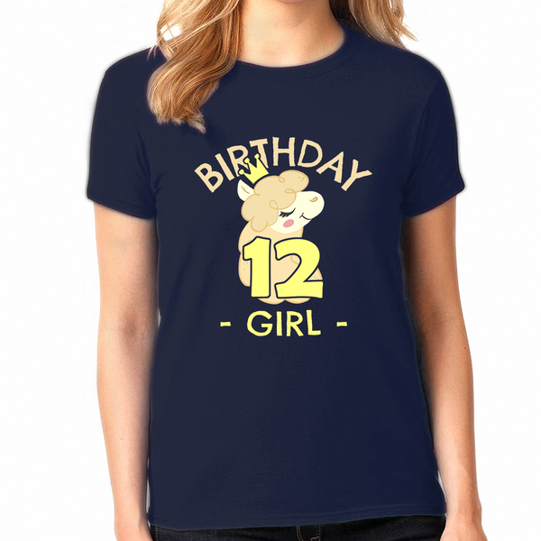 12th Birthday Shirt Girls Birthday Shirt Llama 12th Birthday Shirts for Girls Cute Birthday Girl Shirt