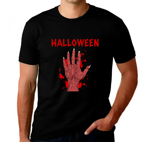 Bloody Hand Halloween Tshirt Men Plus Size 1XL 2XL 3XL 4XL 5XL Scary Zombie Halloween Costumes Big Tall Men