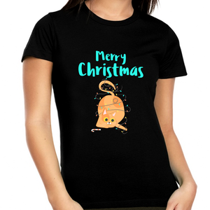 Funny Christmas Cat Plus Size Christmas Pajamas for Women Plus Size Christmas Shirt Womens Christmas Shirt