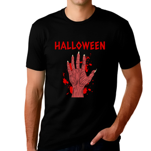 Bloody Hand Halloween Tshirt Men Cool Halloween Shirts for Men Scary Zombie Shirt Halloween Clothes for Men