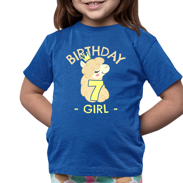 7th Birthday Shirt Girls Birthday Shirt Llama 7th Birthday Shirts for Girls Cute Birthday Girl Shirt