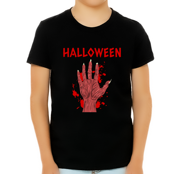 Bloody Hand Halloween Tshirts Boys Scary Zombie Halloween Shirts for Boys Halloween Shirt for Kids