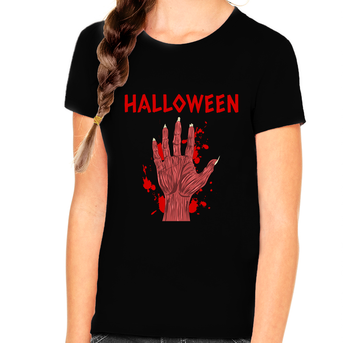Bloody Hand Halloween Tshirts Girls Scary Zombie Halloween Shirts for Girls Halloween Shirt for Kids