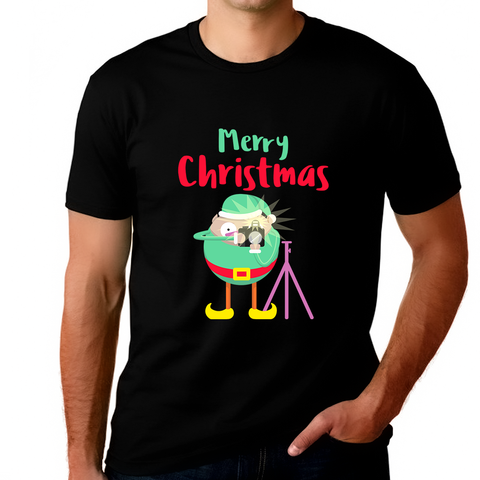 Funny Elf Christmas PJs Funny Christmas Shirts for Men Plus Size Christmas T-Shirt Mens Christmas Shirt