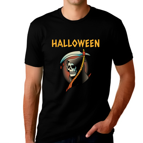 Bloody Skeleton Shirt Mens Halloween Shirt Halloween Gifts Grim Reaper Shirt Halloween Clothes for Men