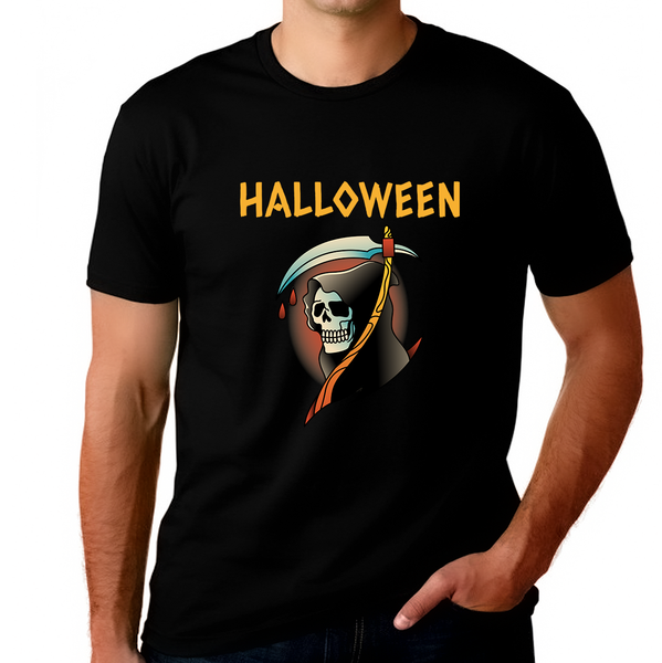 Bloody Skeleton Shirt Mens Plus Size 1XL 2XL 3XL 4XL 5XL Grim Reaper Shirt Halloween Costumes Plus Size Men
