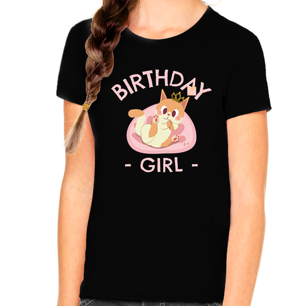 Birthday Girl Shirt Youth Toddler Birthday Shirt Cute Cat Birthday Shirts Birthday Girl Gifts