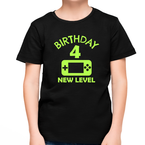 4th Birthday Boy 4 Year Old 4th Birthday Level 4 Gamer Shirts for 4th Birthday Boy Shirt
