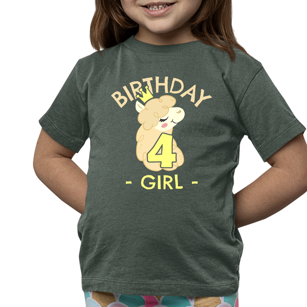 4th Birthday Shirt Girls Birthday Shirt Llama 4th Birthday Shirts for Girls Cute Birthday Girl Shirt