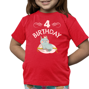 4th Birthday Girl Shirt 4 Year Old Girl Birthday Shirt Cat Shirts for Girls Cute Girls Birthday Shirt