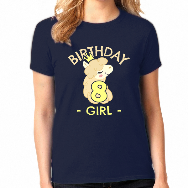 8th Birthday Shirt Girls Birthday Shirt Llama 8th Birthday Shirts for Girls Cute Birthday Girl Shirt