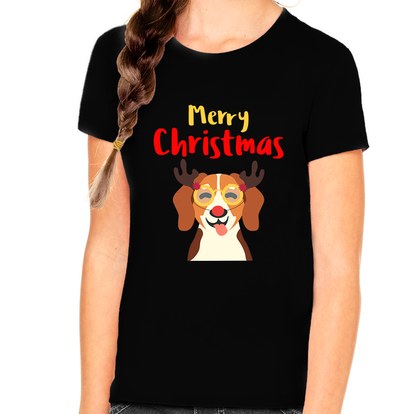 Funny Dog Reindeer Kids Christmas Shirts for Girls Christmas Shirt for Kids Christmas Shirt Christmas Gift