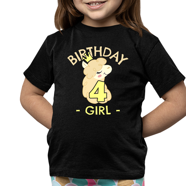 4th Birthday Shirt Girls Birthday Shirt Llama 4th Birthday Shirts for Girls Cute Birthday Girl Shirt
